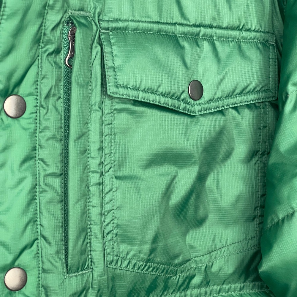 Duluth Trading Co Mens Large Down Quilted Puffer Jacket Forest Green Snap Up - Picture 11 of 11